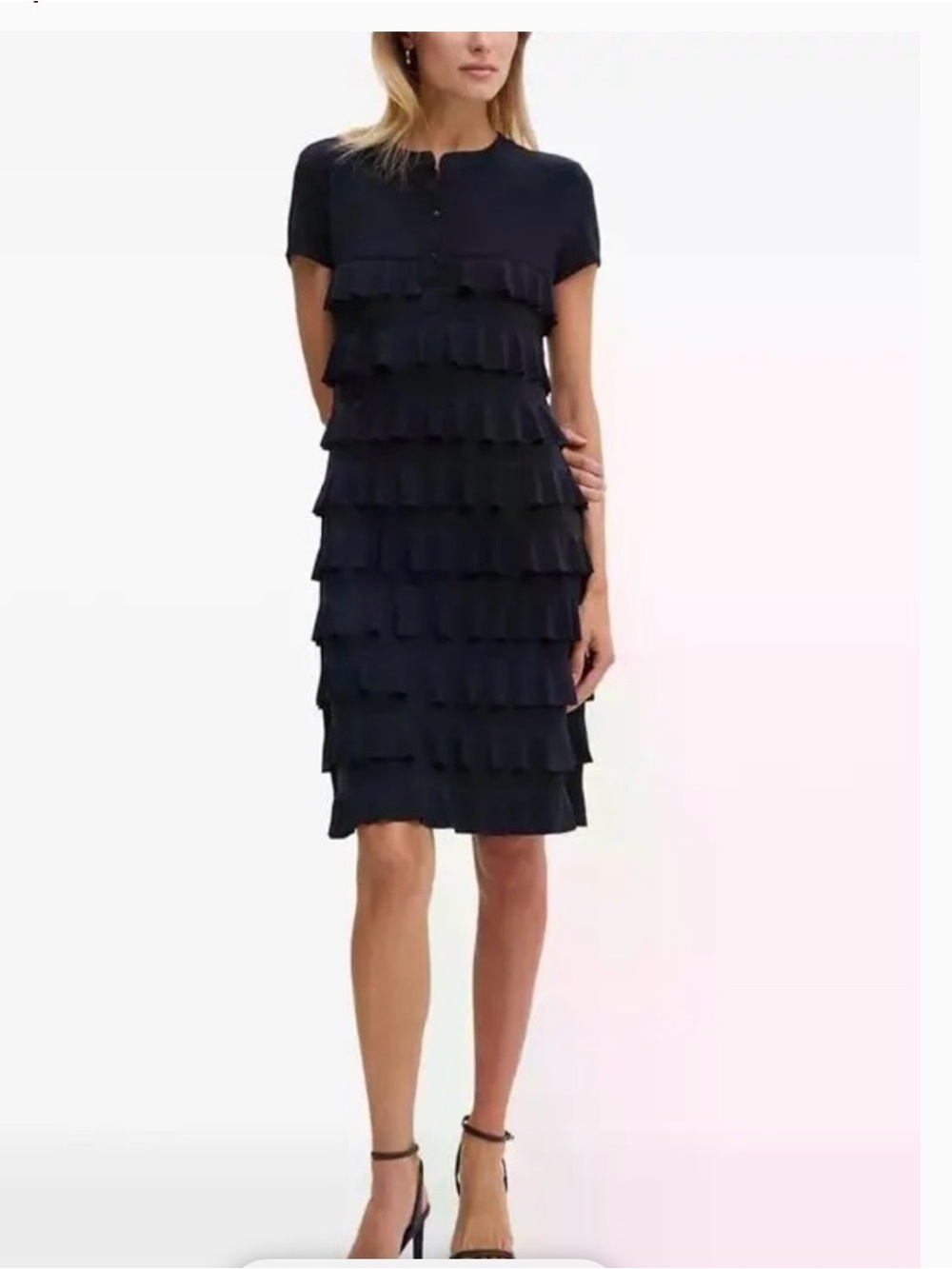 Joseph Ribkoff Black Tiered Ruffle Midi Dress